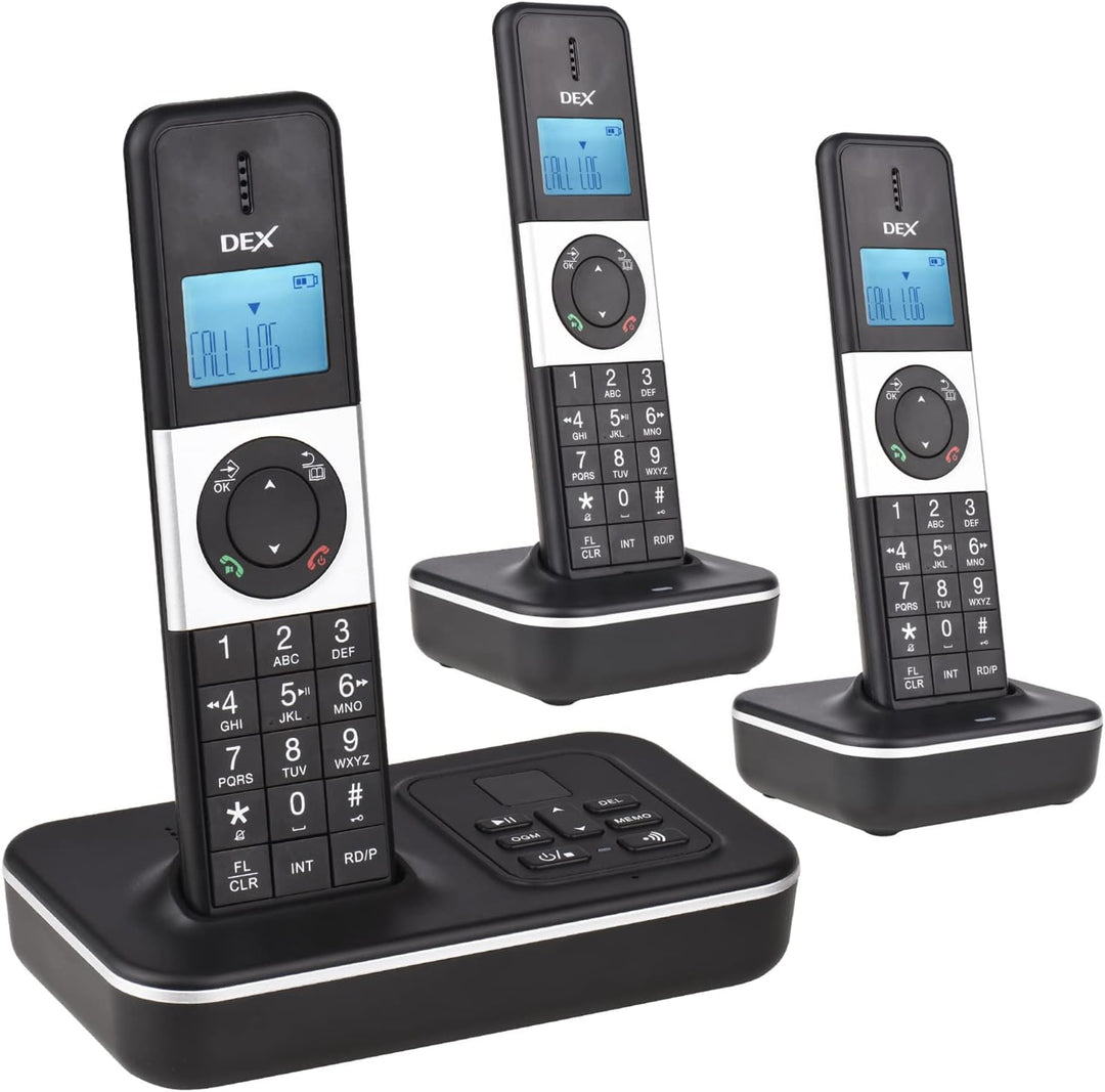 Bisofice D1002 Telefon Schnurlos 3 Mobilteile mit Anrufbeantworter, Anrufer-ID/Anklopfen, 1,6-Zoll-L