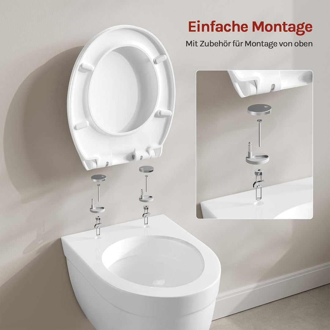 WOLTU Toilettendeckel, WC Sitz mit Absenkautomatik, Quick Release Funktion Klobrille, Kunststoff, Fa