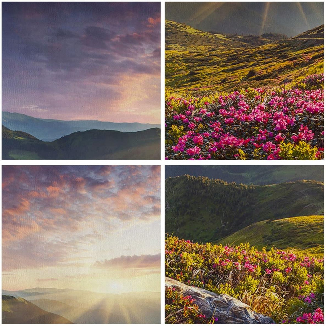 Bilder auf Leinwand 100x70cm Leinwandbild Gebirge Wiese Landschaft Wald Gross Wanddeko Bild Schlafzi