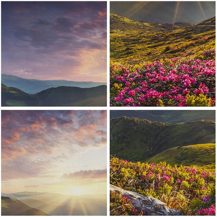 Bilder auf Leinwand 100x70cm Leinwandbild Gebirge Wiese Landschaft Wald Gross Wanddeko Bild Schlafzi