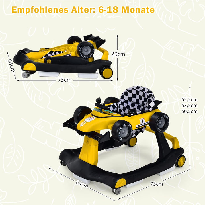 COSTWAY 4 in 1 Lauflernhilfe, Lauflernwagen klappbar mit einstellbarer Höhe & Geschwindigkeit, Baby