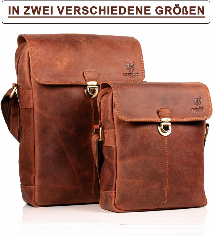 MATADOR Umhängetasche Schultertasche Tablettasche Freizeittasche Damen/Herren Vintage Braun, Vintage