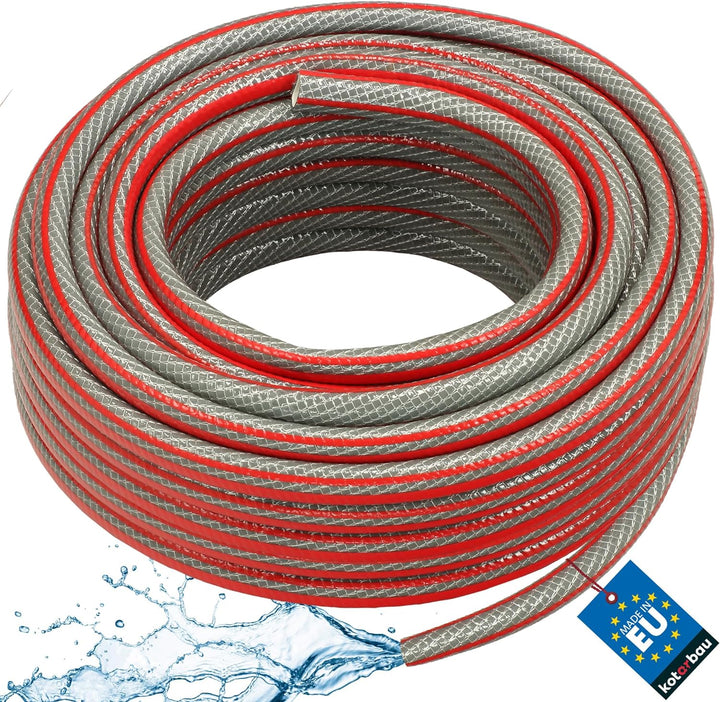 KOTARBAU® Gartenschlauch 1/2" 30m 6-lagig Grau Professionell zum Giessen von Pflanzen, 1/2" 30m