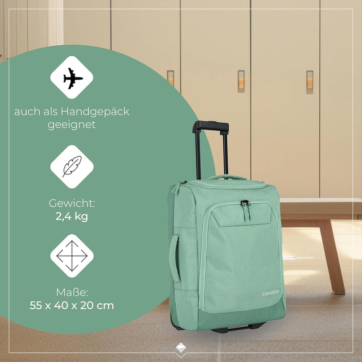 travelite Trolley Reisetasche mit Rollen klein, Kick Off, Praktischer Boardcase Handgepäck Trolley f