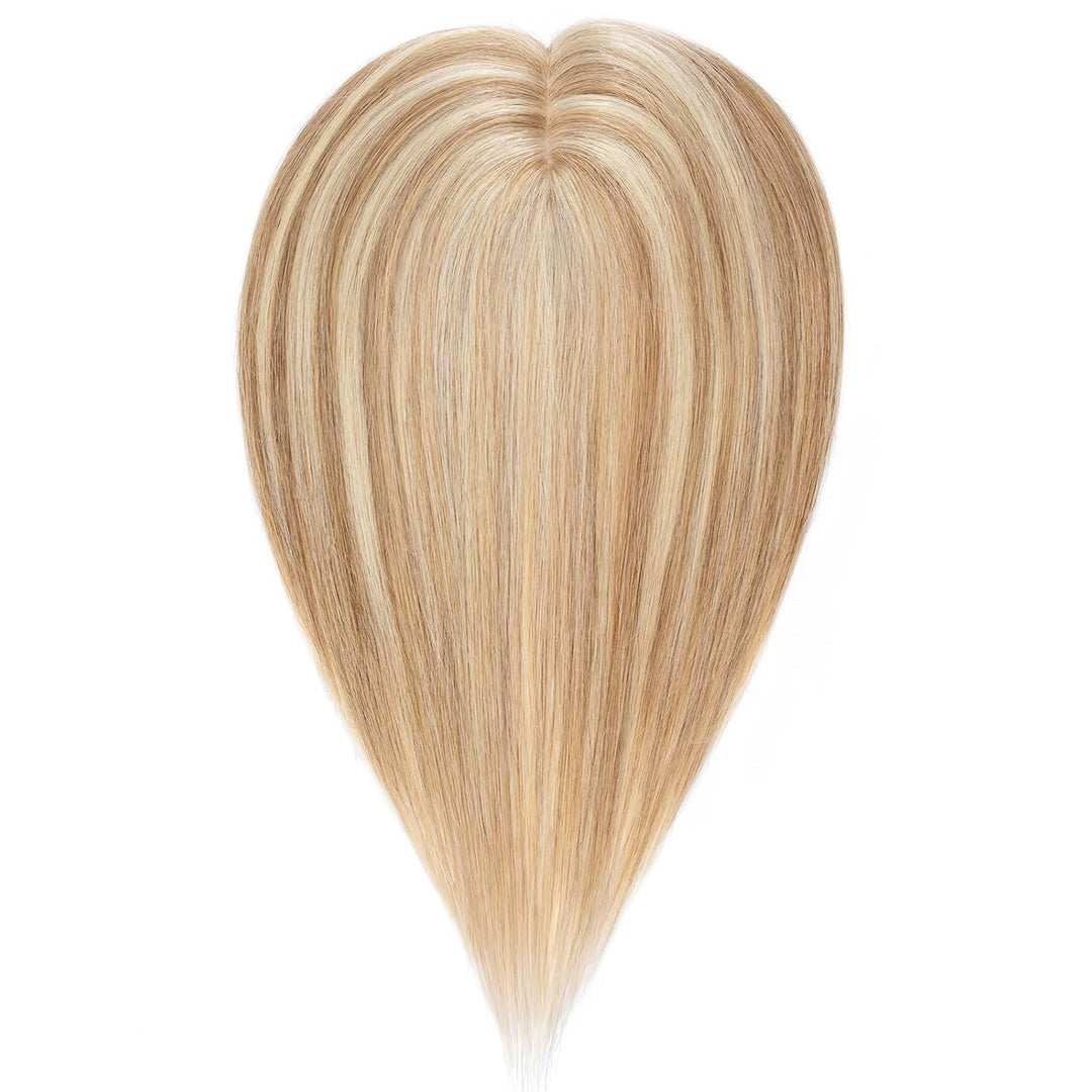 Silk-co Hair Topper Echthaar, 10x12cm Basis Toupet Damen, Haartopper Echthaar mit Remy Seide Basis,