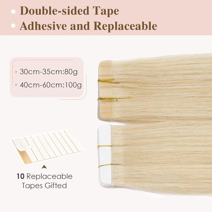 TESS Tape Extensions Echthaar Blond 40 Stück 45 cm Haarverlängerungen Remy Human Hair günstig 100 g