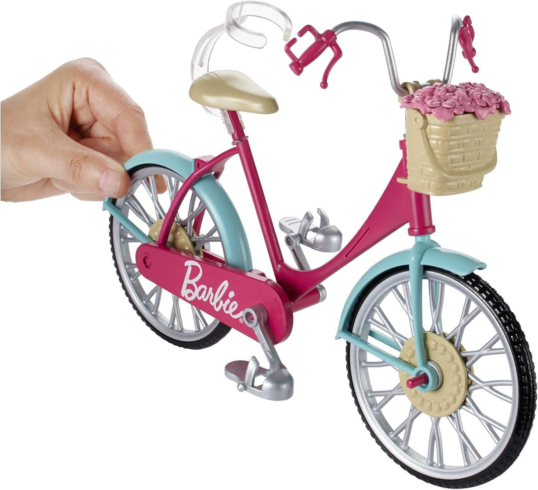 Barbie Dreamtopia Ballerina Puppe, Twinkle Lights Ballerina & Fahrrad, Fahrrad mit Blumenkorb, beweg