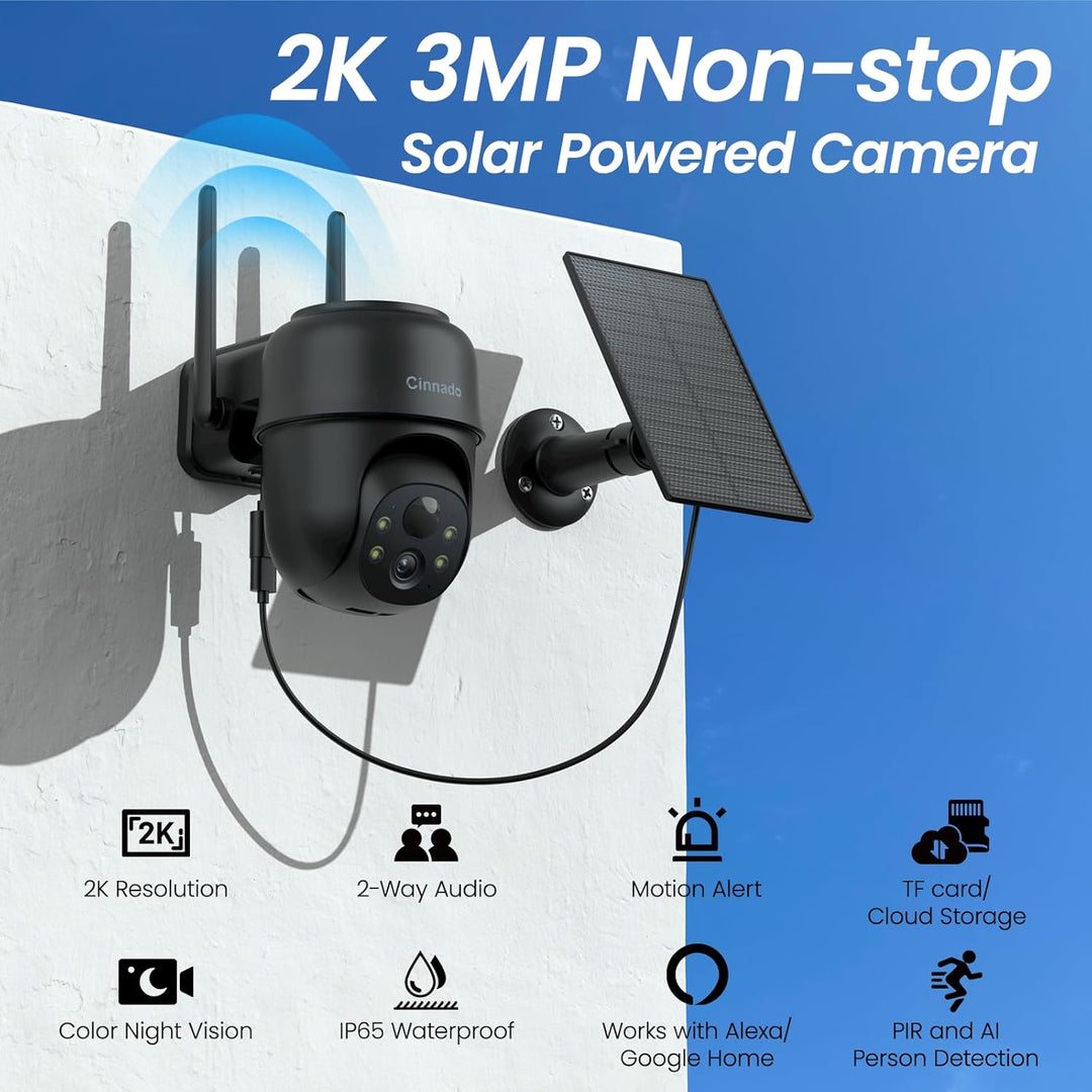 Cinnado überwachungskamera aussen akku solar - 2K kamera überwachung aussen wlan kabellos solarpanel
