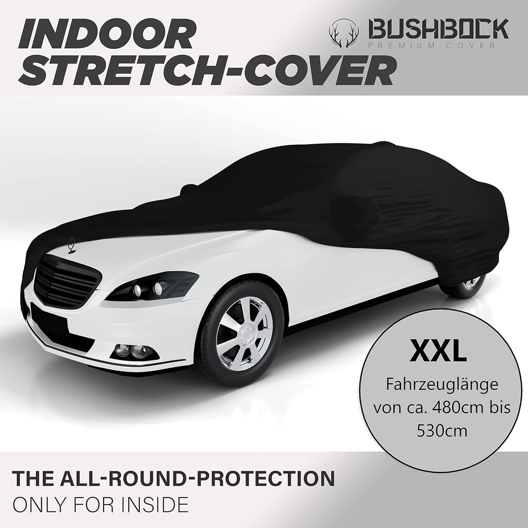 BUSHBOCK® Premium Autoabdeckung Indoor - Satin Schutzhülle Stoff - Abdeckplane Autoplane Autogarage