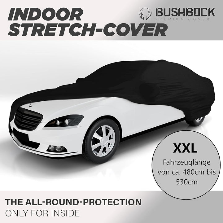 BUSHBOCK® Premium Autoabdeckung Indoor - Satin Schutzhülle Stoff - Abdeckplane Autoplane Autogarage