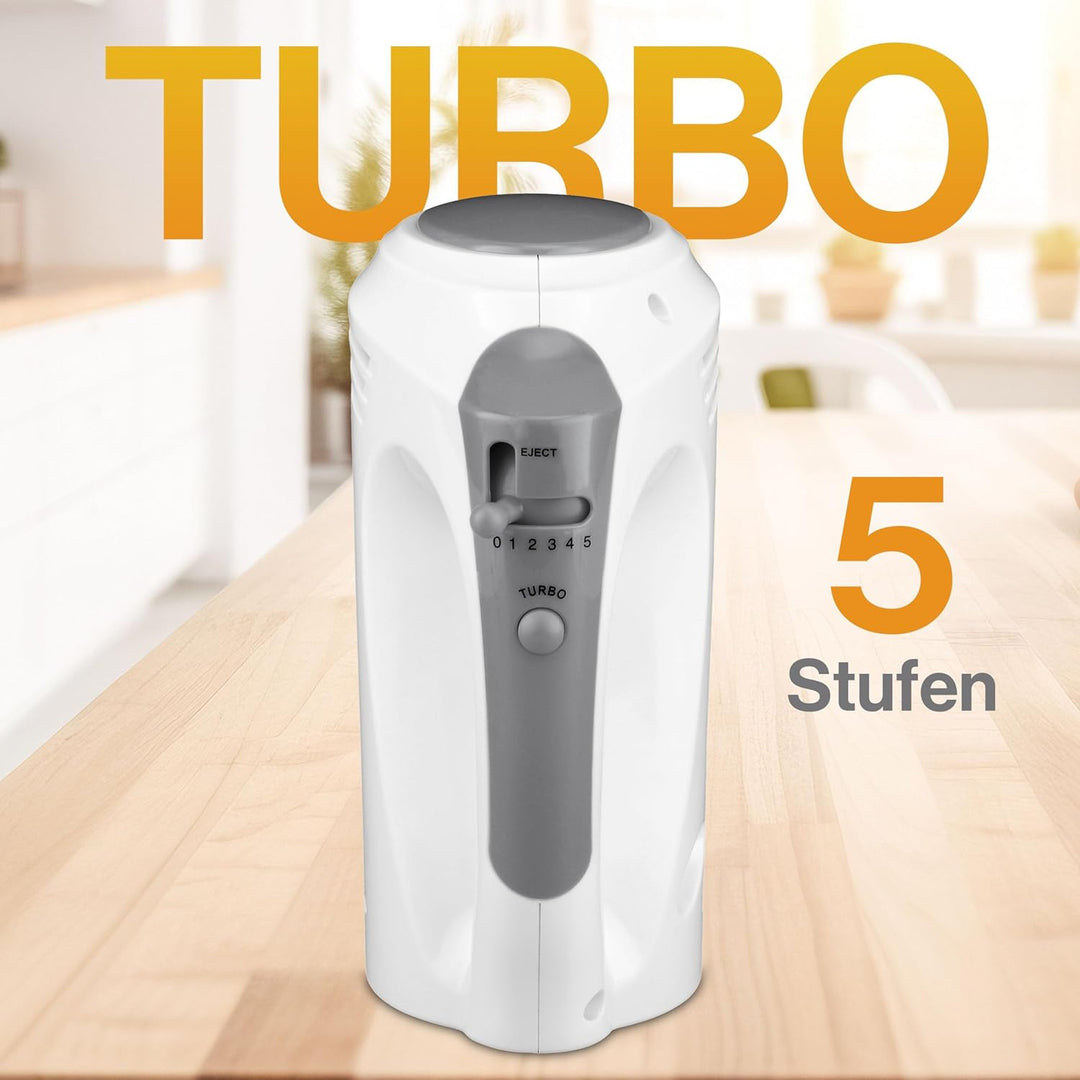 Iskra Handmixer mit Behälter, Mixer Handrührer mit Turbo Funktion und Drehbehälter 300 Watt