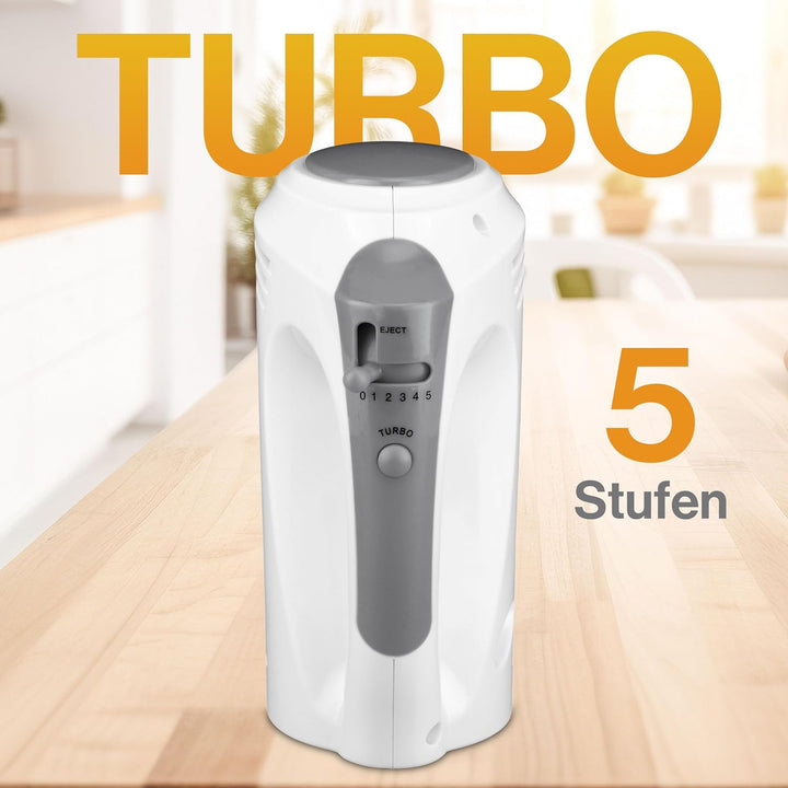 Iskra Handmixer mit Behälter, Mixer Handrührer mit Turbo Funktion und Drehbehälter 300 Watt