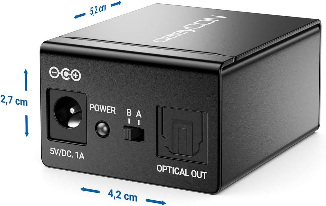 deleyCON Toslink 2x1 Switch SPDIF Audio Manueller Umschalter Verteiler Splitter (2X IN / 1x Out) Opt