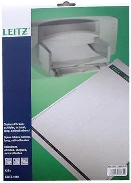 Leitz PC-beschriftbare Rückenschilder selbstklebend für Standard- und Hartpappe-Ordner, 125 Stück, L