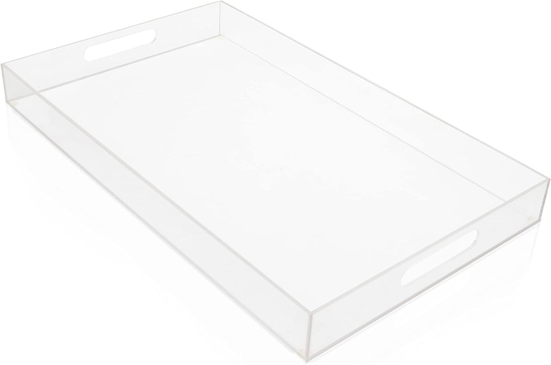 Kurtzy Tablett Serviertablett aus Klarem Acryl-Kunststoff mit Griffen - L40 x B30 cm Grosses Rechtec