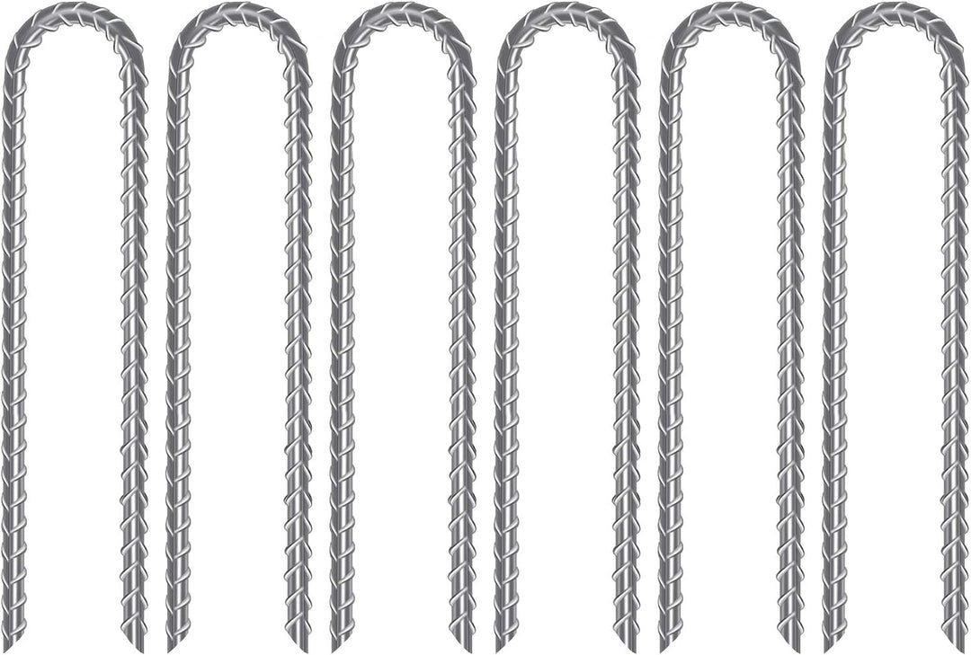 AGPTEK Bodenanker, 6er Pack 32CM U-förmige Erdnagel, Verzinkter Stahl Trampolin Wind Pfähle Schwerla