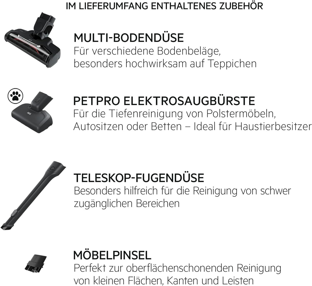 AEG QX6-1-45AN Akku Staubsauger kabellos / Staubsauger beutellos / leise / Handstaubsauger akku / 45