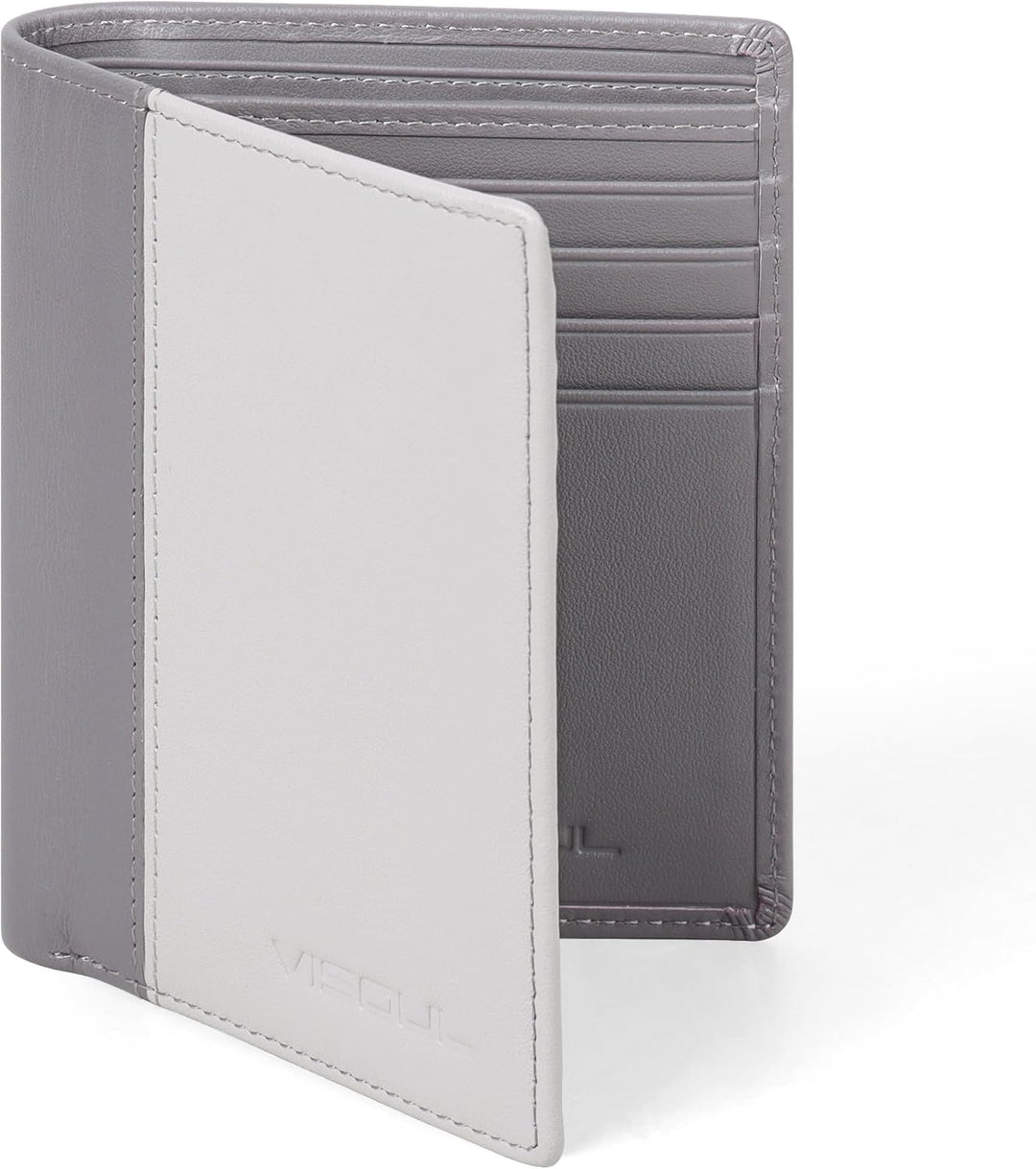 VISOUL Echt Leder Geldbörse Herren mit RFID Schutz Portemonnaie Gross mit Münzfach 10 Fächer Echtled