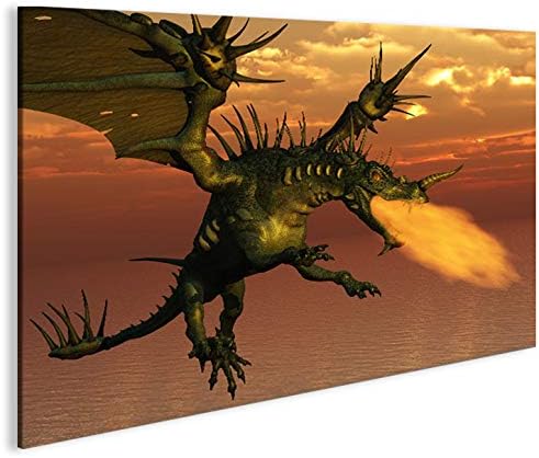 islandburner Bild Bilder auf Leinwand Drache V2 1p XXL Poster Leinwandbild Wandbild Dekoartikel Wohn