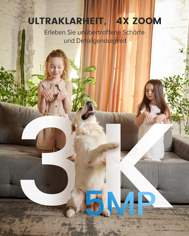 CZEview 3K 5MP Überwachungskamera Innen, 2,4/5Ghz Dual-Band WLAN Kamera Überwachung Innen, Hundekame