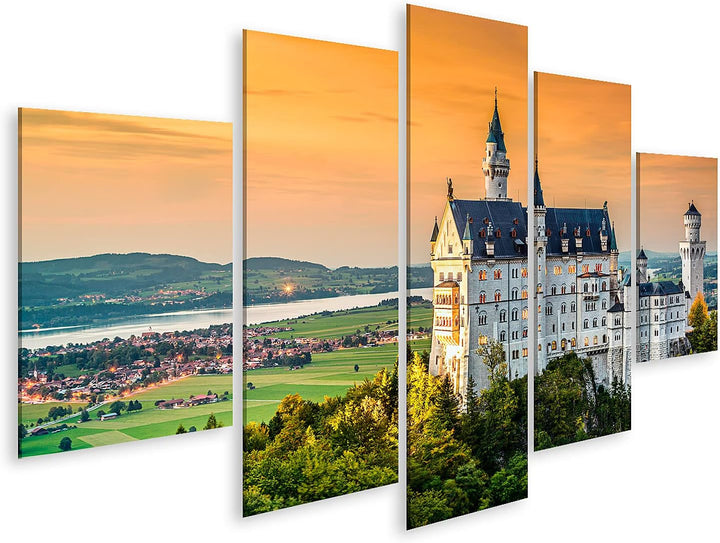 islandburner Bild auf Leinwand Deutsches Schloss Neuschwanstein Bayerische Alpen Deutschland Bilder