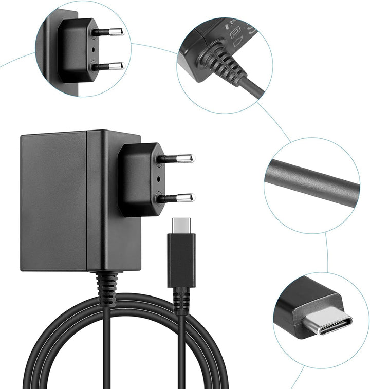 ladekabel für Nintendo Switch, Ladegerät für Nintendo Switch, Unterstützt TV-Modus/Handheld-Modus,15