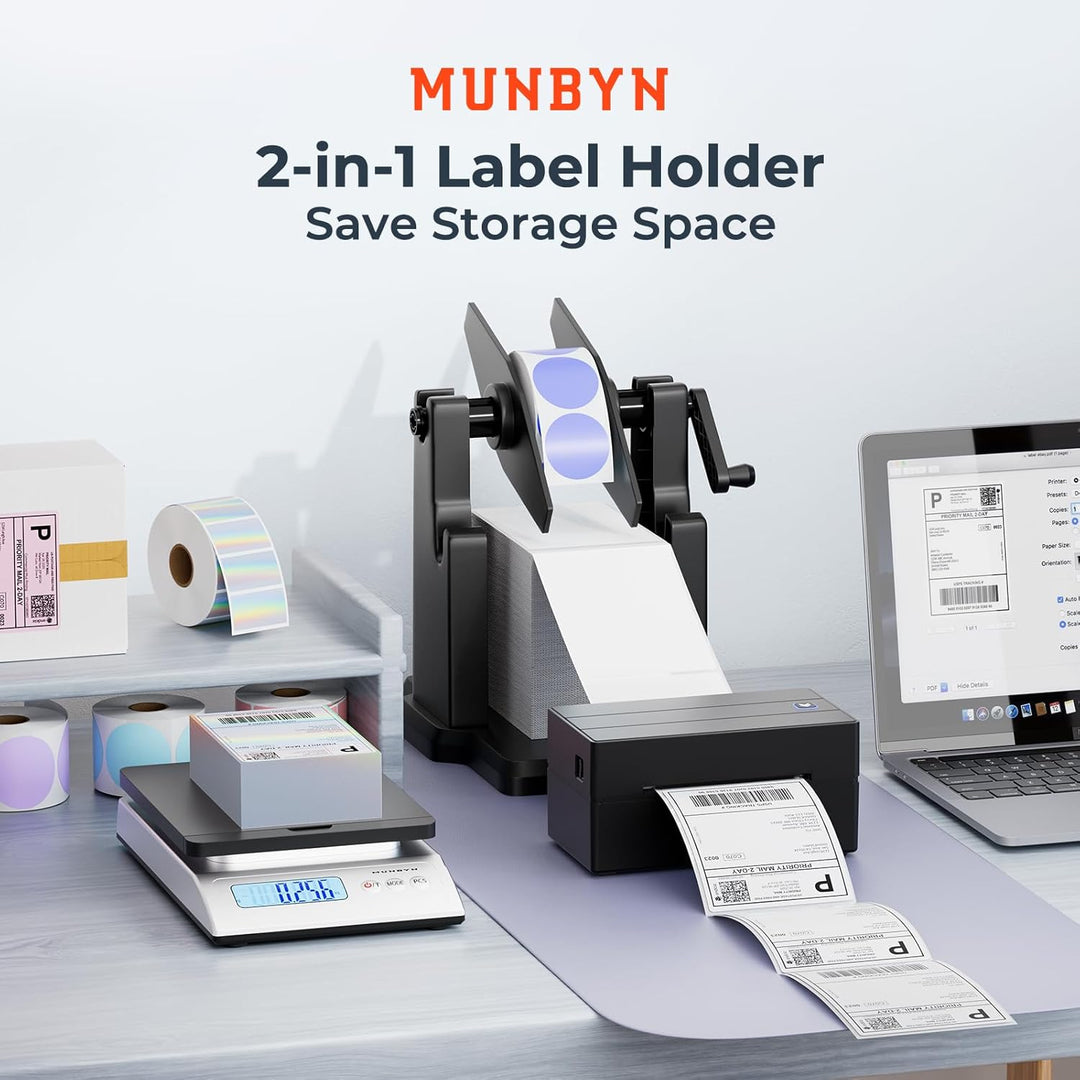 MUNBYN Etikettenhalter Ideal für Desktop-Thermoetikettendrucker und Etikettendrucker ITPP941 & ITPP1