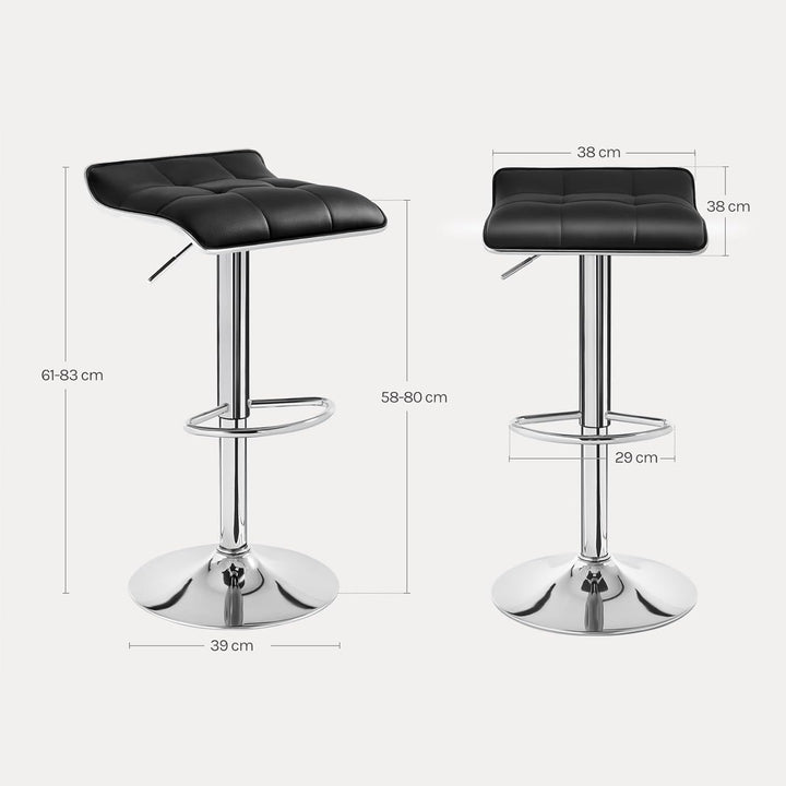 WOLTU BH28sz-1 1X Barhocker 1er Set Barstuhl Tresenhocker, aus hochwertigem Kunstleder, verchromter