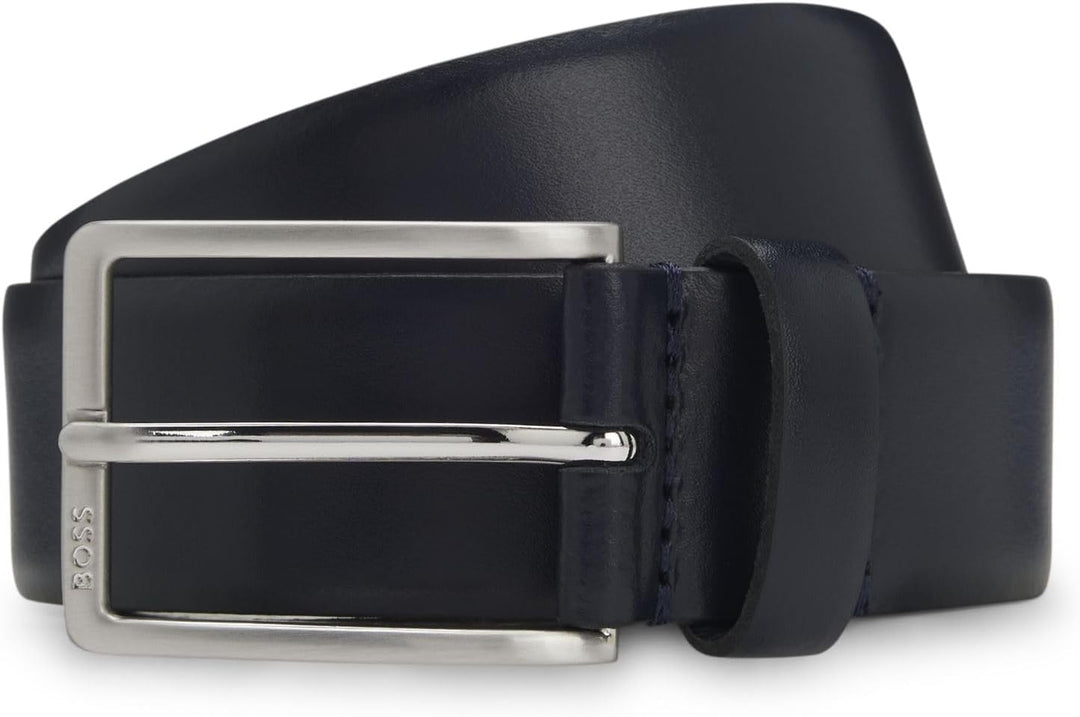 BOSS Herren Erman-L Sz35 Gürtel aus italienischem Leder mit Dornschliesse 80 Navy, 80 Navy