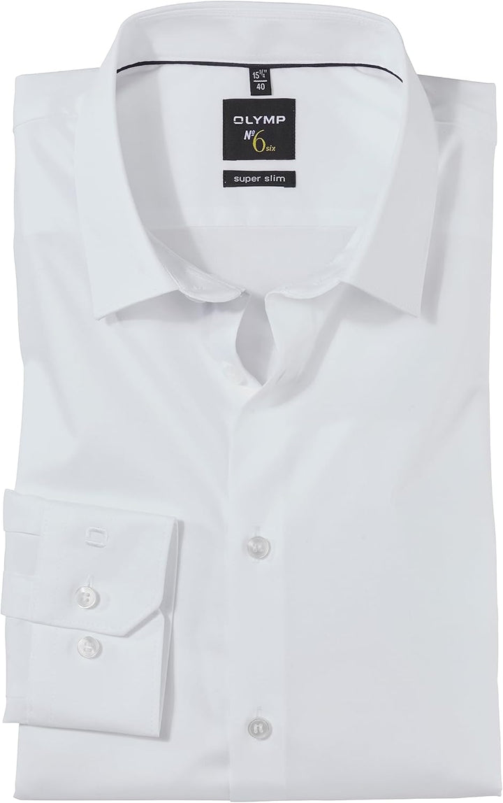OLYMP Herren Businesshemd Langarm Level Five,Einfarbig,Body fit,Royal Kent, 43 Weiss 00