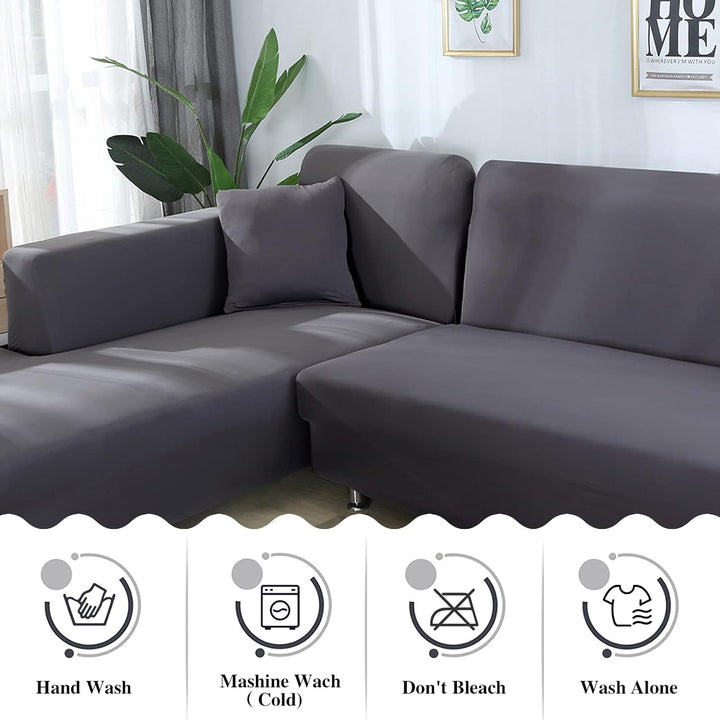 Jaotto Sofa Überwürfe Sofabezug Elastische Spandex Stretch Sofabezüge Couchbezug für L-Form Sofa Uni