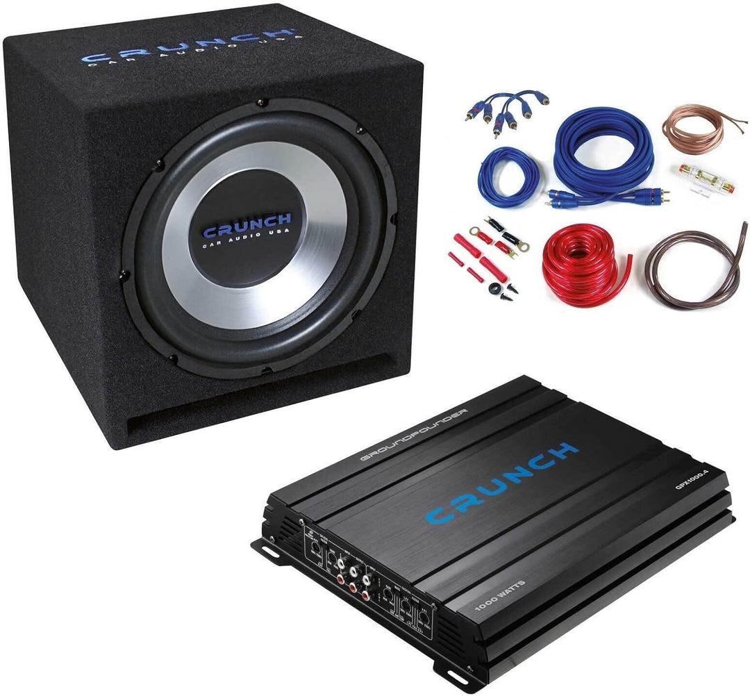 Crunch CBP1000 - Basspaket fürs Auto mit 30cm Subwoofer 4-Kanal Verstärker & Kabelkit - 300mm Subwoo