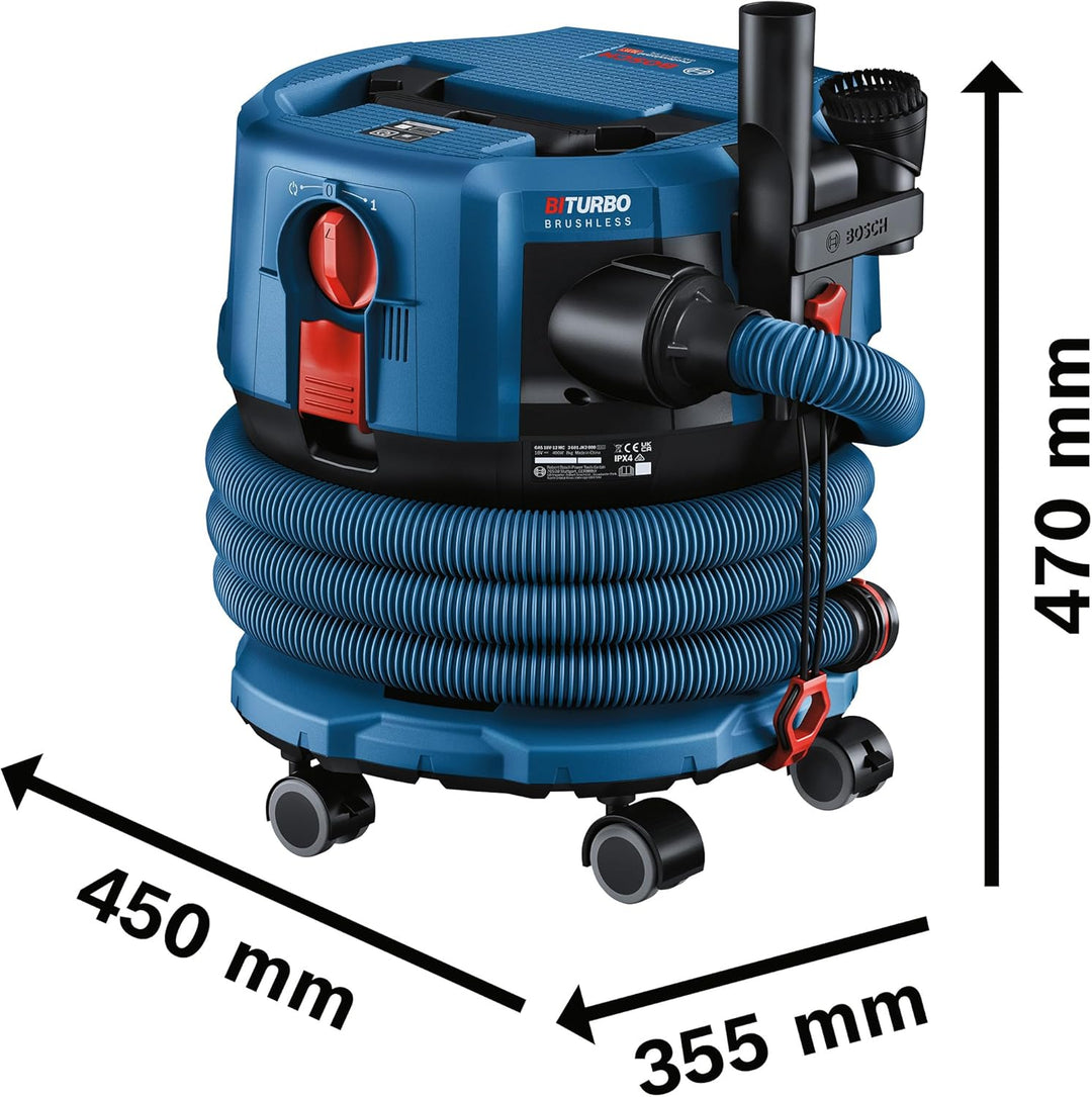 Bosch Professional 18V System Akku-Staubsauger GAS 18V-12 MC (Staubschutz der Klasse M, HEPA-Filter,
