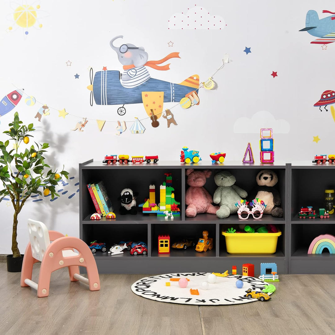 COSTWAY Kinder Spielzeugschrank Holz, Spielzeugregal mit 2 grossen FĂ€chern und 3 kleinen FĂ€chern, of