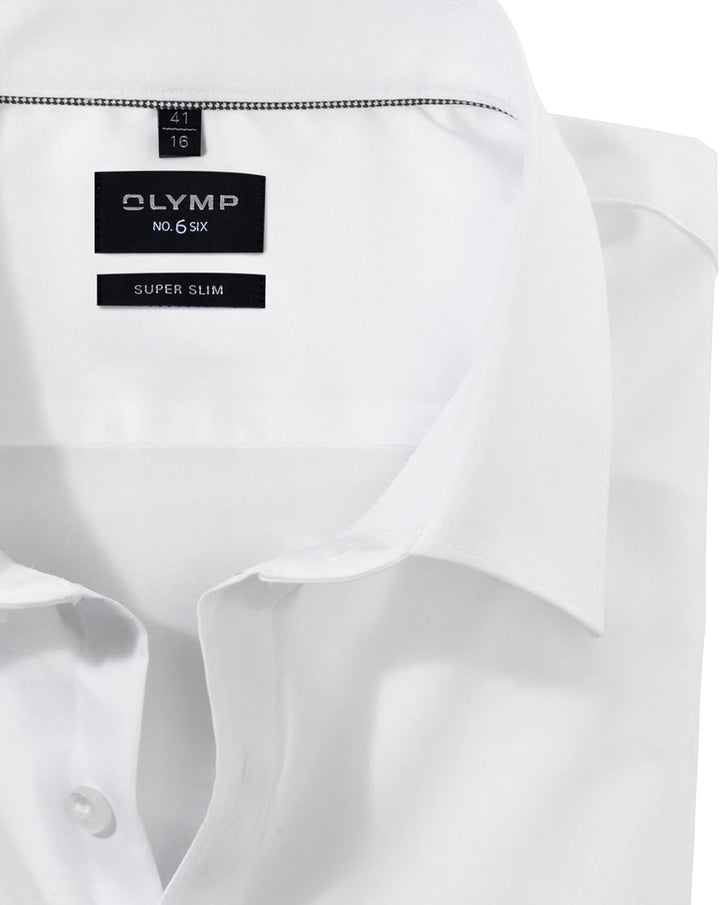 OLYMP Herren Businesshemd Langarm No.Six,Einfarbig,super Slim,Urban Kent 36 Weiss, 36 Weiß