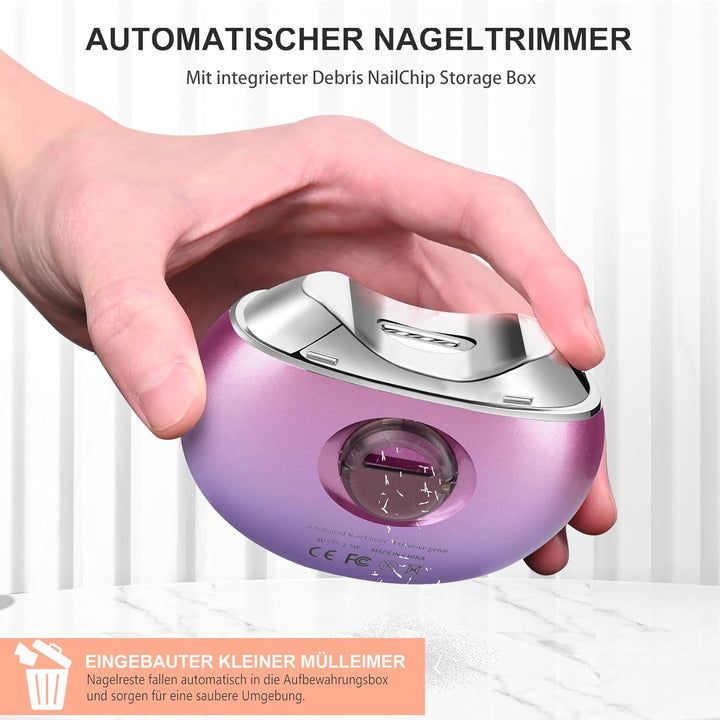 Automatischer elektrischer Nagelknipser mit 3 Geschwindigkeitsstufen und Nagelklammeraufbewahrung, L