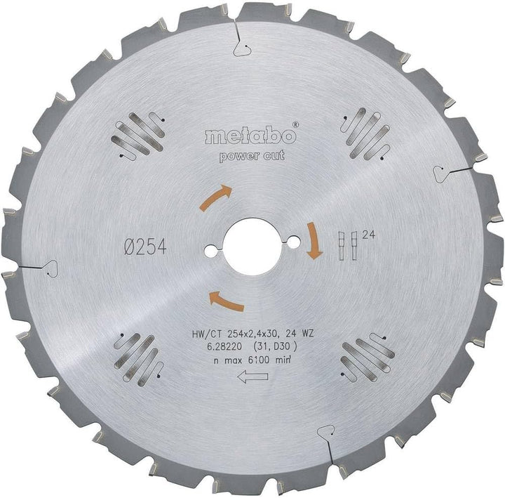 Metabo Sägeblatt "power cut wood - professional", 216x2,4/1,8x30, Z24 WZ 5° neg. (628009000) Durchme