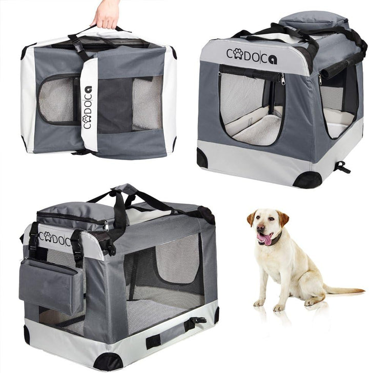 CADOCA® Hundebox XXL 90x60x66cm faltbar atmungsaktiv robust Hundetransportbox Transporttasche Hausti
