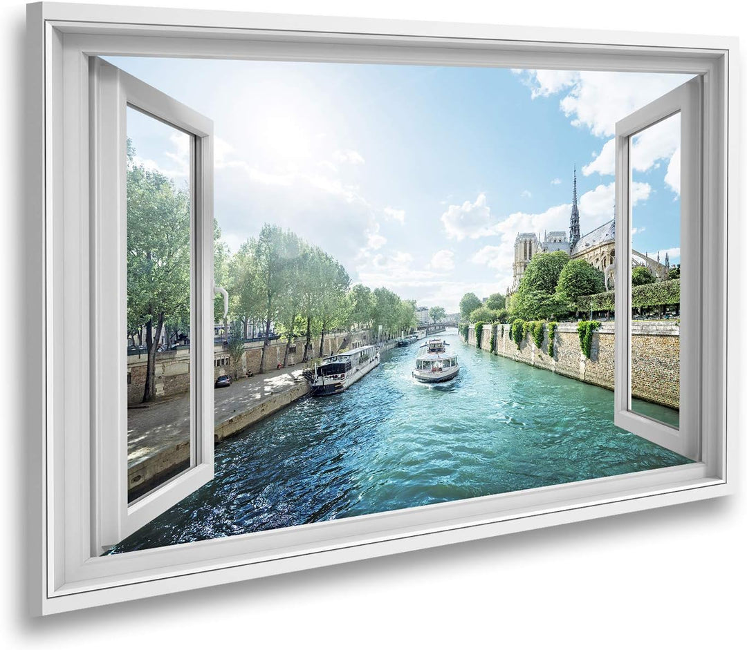 islandburner Bild auf Leinwand Fensterblick Seine und Notre Dame De Paris Paris Frankreich Sagenhaft