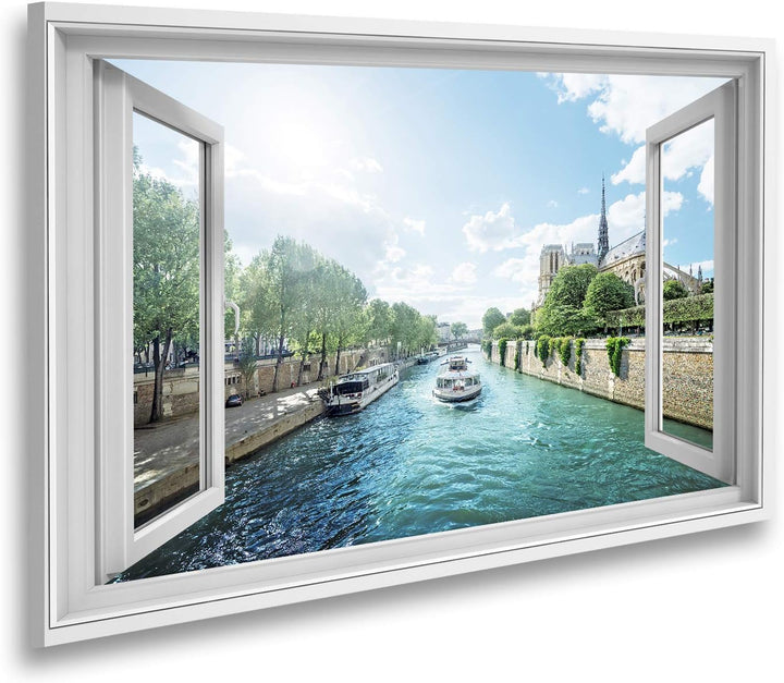 islandburner Bild auf Leinwand Fensterblick Seine und Notre Dame De Paris Paris Frankreich Sagenhaft