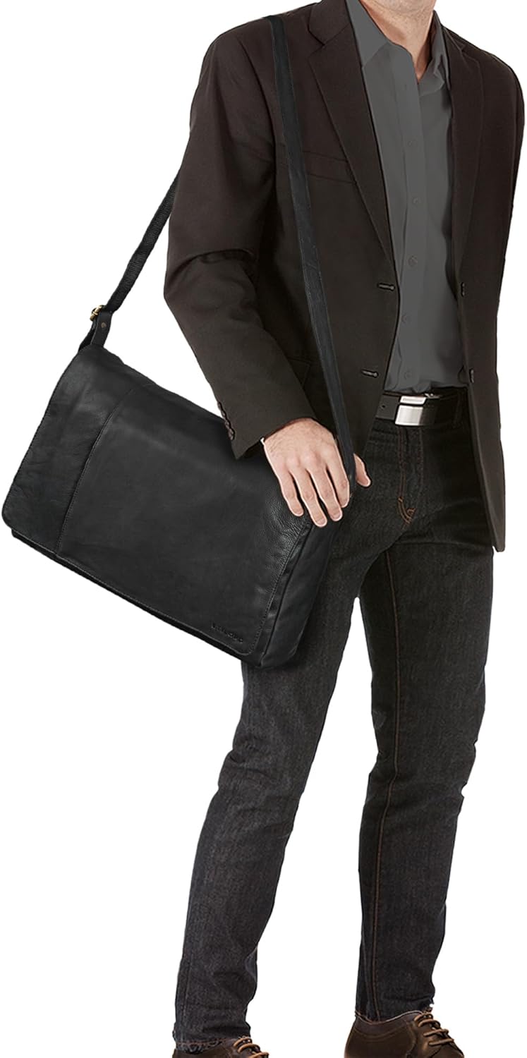 STILORD 'Maximus' XXL Ledertasche riesige Umhängetasche Unitasche 17 18 19 21 Zoll Laptop Aktentasch