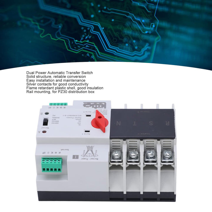 4P Dual Power Automatic Transfer Switch Unterbrechungsfreier Transferschalter AC230V(100A), 100A
