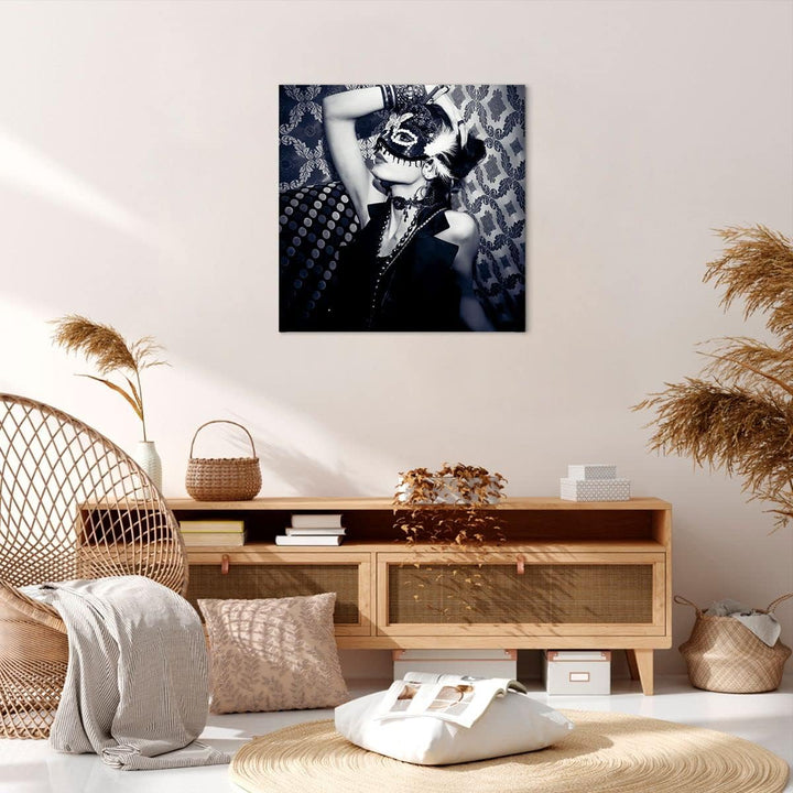 ARTTOR Bilder auf Leinwand Frau Karneval Maske Mode Leinwandbild 60x60cm Wandbilder Dekoration Wohnz