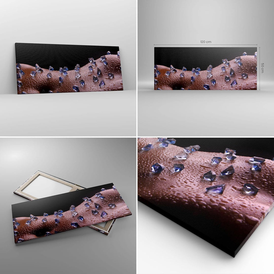 Wandbilder Dekoration Wohnzimmer Frau Körper Kristalle Wassertropfen Bilder auf Leinwand 120x50cm Le