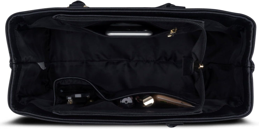 Expatrié Handtasche Damen Schwarz Julie Henkeltasche aus veganem Leder - PU Ledertasche Schultertasc