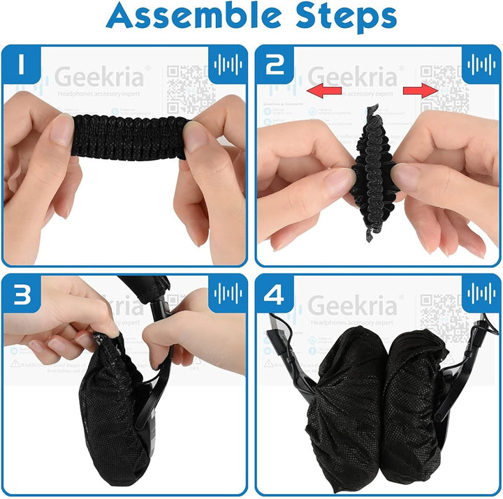 Geekria 100 Paar Einzeln verpackte Einweg-Kopfhörerabdeckungen, Dehnbare Sanitär-Ohrpolster, hygieni