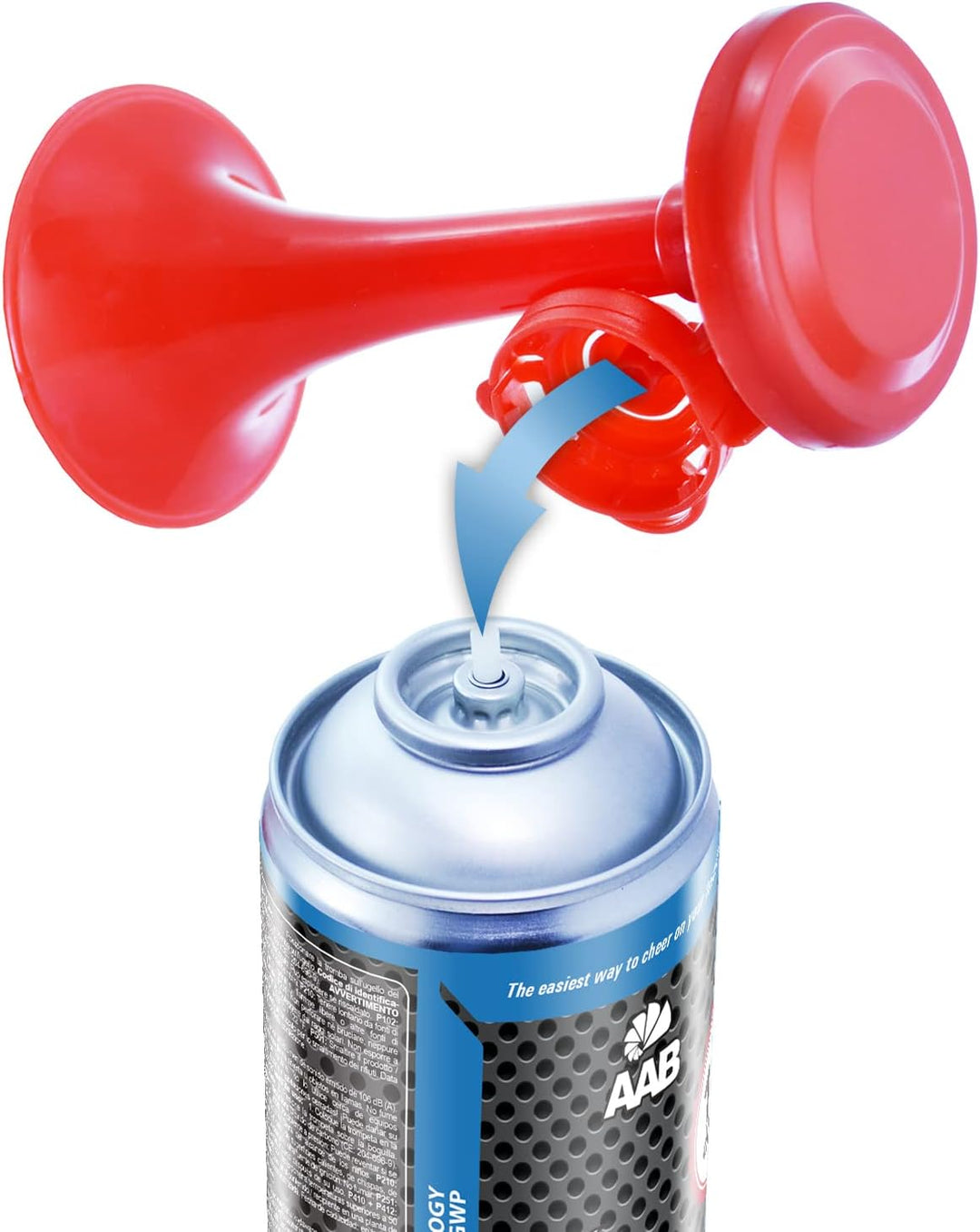 AAB Signal Horn – Laut Nebelhorn 106 dB(A) Mit Nicht Brennbarem Gas, Airhorn, Fussball Tröte, Gasfan