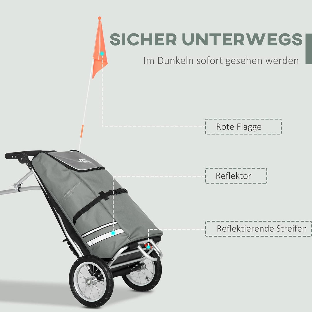 HOMCOM 2 in 1 Lastenanhänger Einkaufstrolley für Einkaufswagen Fahrradanhänger Transportanhänger mit