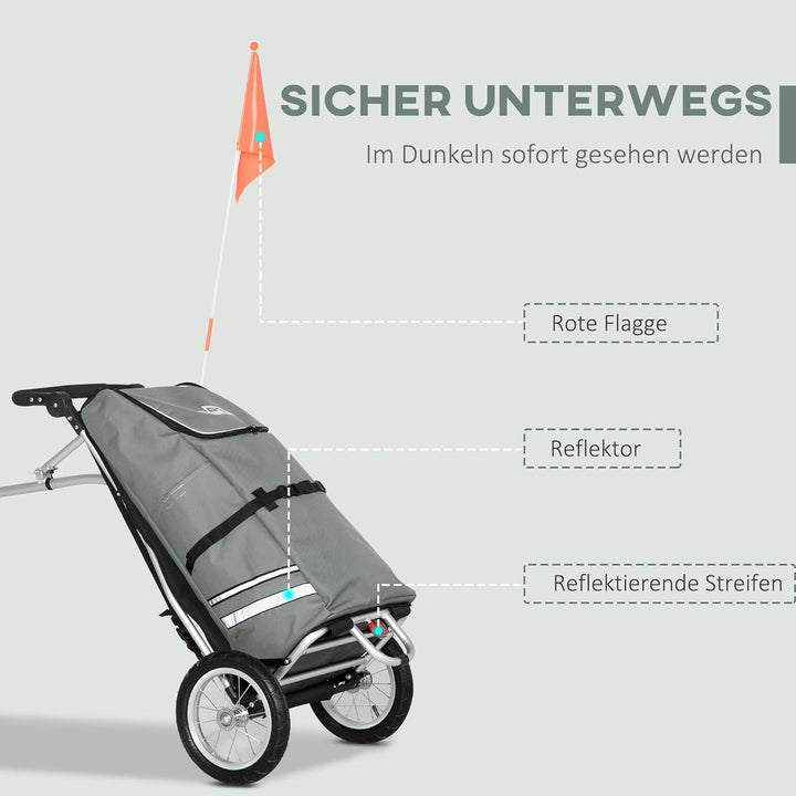 HOMCOM 2 in 1 Lastenanhänger Einkaufstrolley für Einkaufswagen Fahrradanhänger Transportanhänger mit