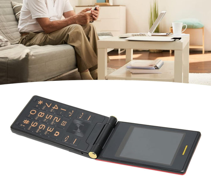 Dpofirs Senioren-Klapphandy, GSM 2G-Handy mit Doppelbildschirm, Entsperrt, Grosse Tasten, Grosser Bi